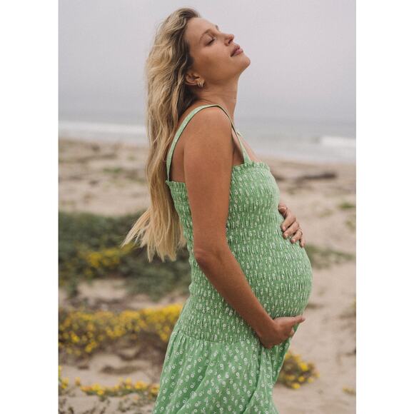 Hatch‎ The Evie Dress Maternity Stretch Green Ditsy Batik Summer Floral Size M - Picture 1 of 12
